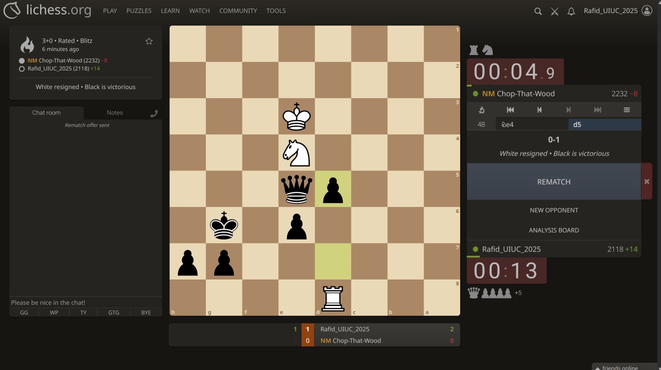 Rafid Umayer Murshed contemplating a chess position across a tournament board